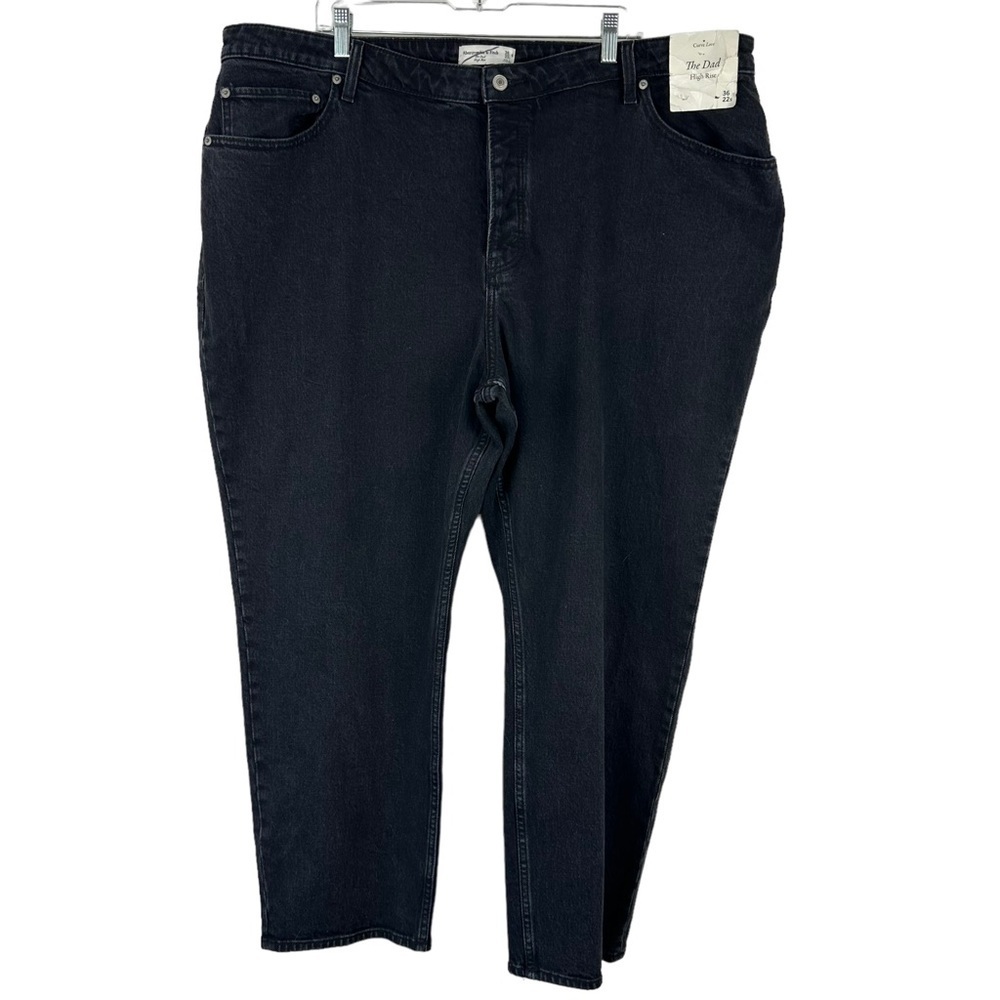 NWT Abercrombie‎ and Fitch Black High Rise Button Fly Dad Jeans Plus Size 22 24